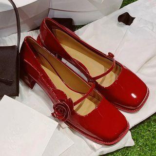 Rose Chunky-heel Mary Jane Pumps
