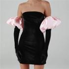 Tube Sheath Mini Dress With Balloon Sleeve Gloves