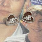 Rosette Heart Earring Silver - One Size