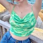 Tie Dye Cropped Camisole Top Green - One Size