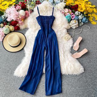 Smocked Sleeveless Jumpsuit