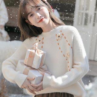 Stitching Sweater Beige - One Size