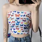 Butterfly Print Tube Top As Shown In Figure - One Size