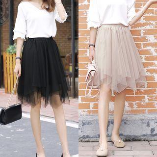 Asymmetrical Mesh A-line Skirt