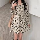 V-neck Long-sleeve Floral Dress