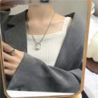 Disc & Hoop Pendant Alloy Necklace Necklace - Silver - One Size