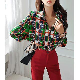 Scarf Pattern Capelet Shirt