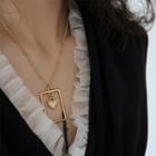 Alloy Heart & Rectangle Pendant Necklace Gold - One Size