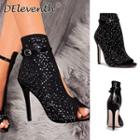 High Heel Peep Toe Rhinestone Sandals