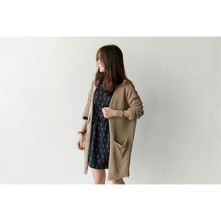 Open-placket Pocket-detail Cardigan