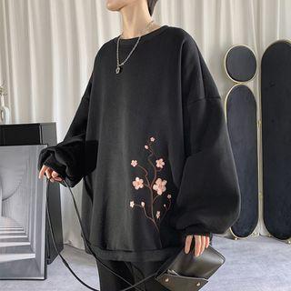 Long-sleeve Drop-shoulder Embroidered Sweatshirt