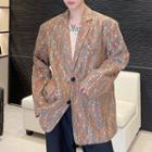 Two Button Plaid Lace Blazer