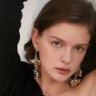 Alloy Elephant Dangle Earring 1 Pair - 925 Silver Stud - Gold - One Size