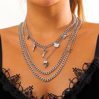 Set Of 4: Skull Necklace Set Of 4 - Silver - One Size