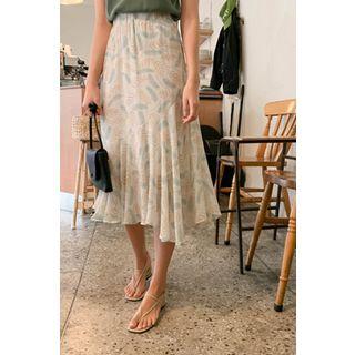 Foliage Midi Mermaid Skirt Mint Green - One Size