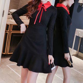 Bow Long-sleeve Minidress