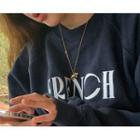 Letter Embroidered Sweatshirt One Size