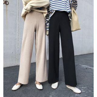 Plain Knit Straight Leg Pants