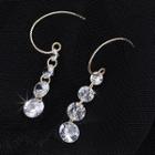 Rhinestone Drop Earring A295 - 1 Pair - Gold & White - One Size