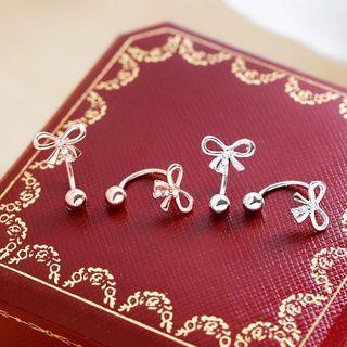 Bow Rhinestone Sterling Silver Swing Earring