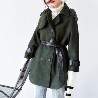 Two-tone Double-breasted Coat