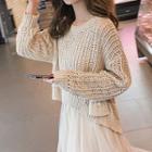 Perforated Sweater Almond - One Size