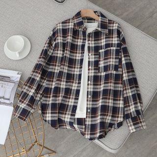 Plaid Shirt Plaid - Coffee & Blue - One Size