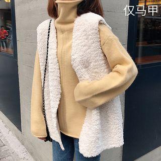 Mock Neck Plain Top / Fleece Vest