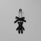 Safety Pin Bear Drop Earring 1 Pc - Black - One Size
