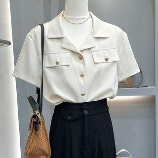 Short-sleeve Plain Shirt / Wide Leg Pants (various Designs)