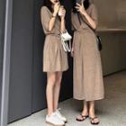 Short-sleeve Tie-waist Knitted Dress