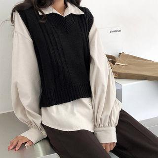 Dip-back Rib-knit Vest