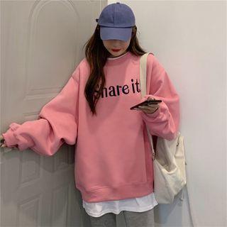 Mock Two-tone Lettering Sweatshirt