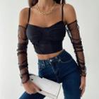 Detachable Sleeve Camisole Cropped Top