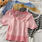 Slim-fit Checker Knit Top In 7 Colors