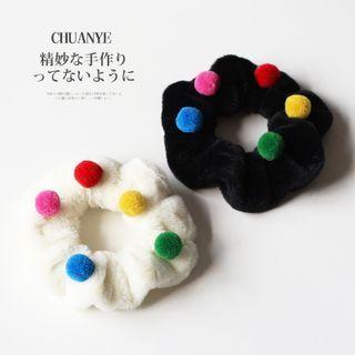 Mini Pom Pom Fleece Scrunchie