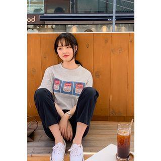 Graphic Print Short-sleeve T-shirt Gray - One Size