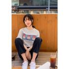 Graphic Print Short-sleeve T-shirt Gray - One Size