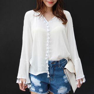 Tasseled Bell-sleeve Blouse