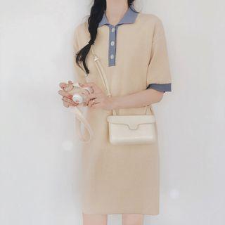 Contrast Trim Short Sleeve Polo Dress