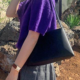 Trapezoid Pleather Shoulder Bag