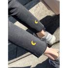 Moon-embroidered Slim-fit Jeans