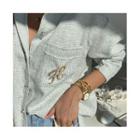 H Letter Faux-pearl Brooch Gold - One Size
