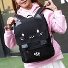 Cat Embroidered Oxford Backpack