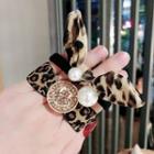 Faux Pearl Leopard Print Bow / Smiley Hair Tie