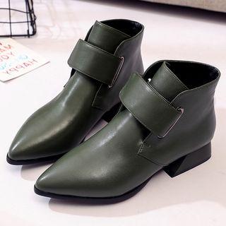 Faux-leather Pointy Ankle Boots