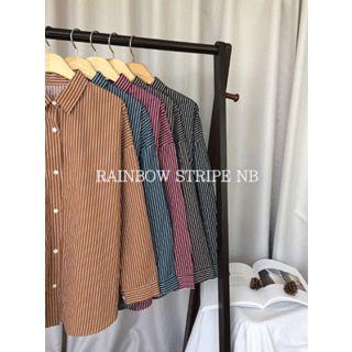 Drop-shoulder Stripe Cotton Shirt