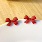 Bow Stud Earring 1 Pair - S925silver - Earring - Bow - Red - One Size