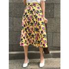 Pleated Floral Midi Flare Skirt