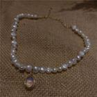 Moonstone Pendant Freshwater Pearl Choker As Shown In Figure - One Size